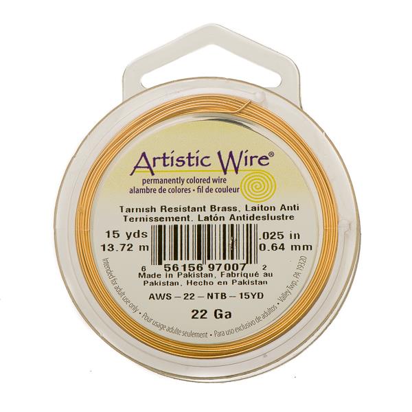 Artistic Wire 22 Gauge Tarnish Resistant Brass Craft Jewelry Wrapping Wire,  Gold Color, 15 yd