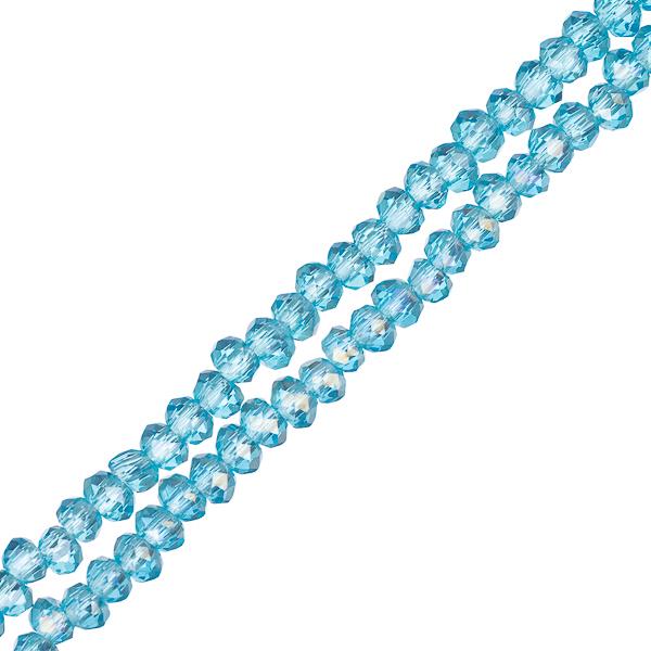 Crystal Beads, Faceted Rondelle 1.5x2.5mm, Transparent Blue AB (2 Strands)  