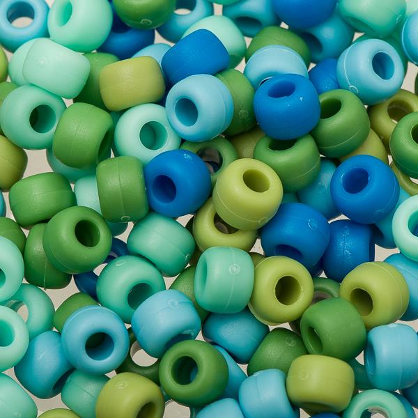 Multi-colored pony beads (solid, translucent, metallic), package
