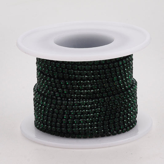 Metal 2mm Emerald Rhinestone Banding 10yd/pk