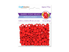 Pony Beads 175/pk - Opaque Red