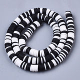 Polymer Clay Heishi Beads, Blk/Wht Mix 15-16" Strand