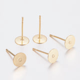 24kt Gold Plated Stainless Earring Studs with 8mm Pad 100/pk