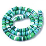 Polymer Clay Heishi Beads, Green Mix 15-16" Strand