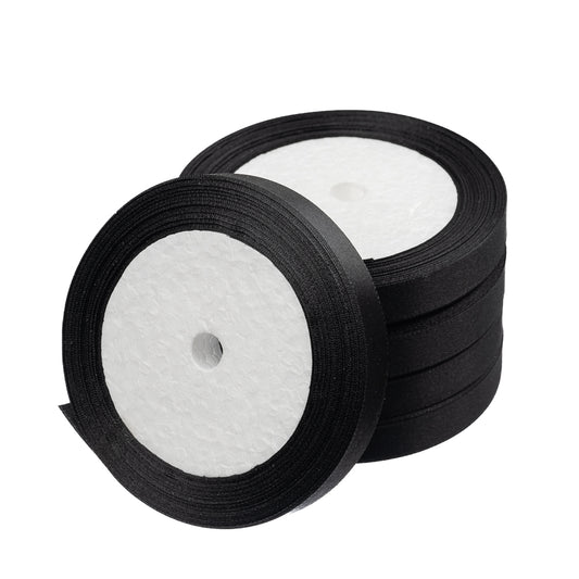 1/2" Satin Ribbon Black 25yd