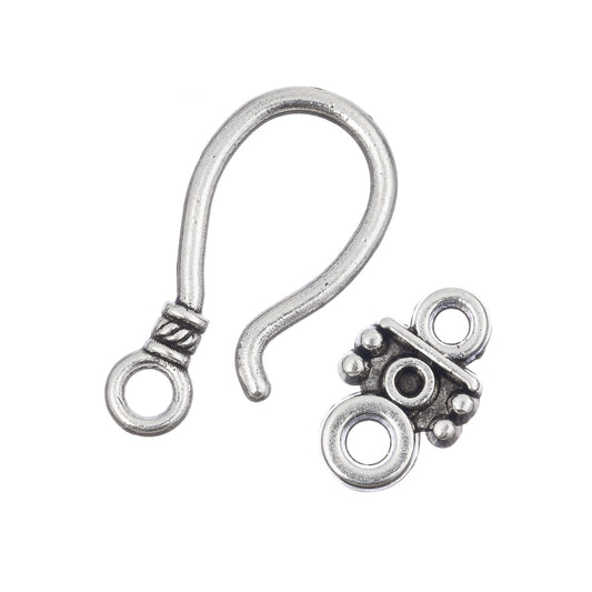 24mm Antique Silver Hook & Eye Clasp 10/pk