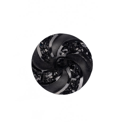 Resin Cabochons, Round Vortex 16mm Black 10/pk