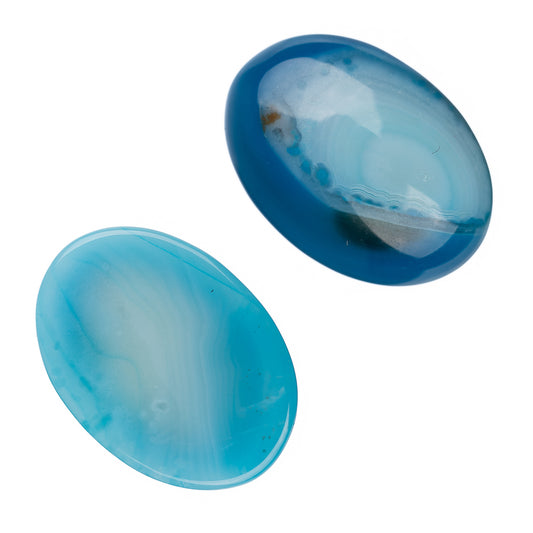 Gemstone Cabs, Oval 13x18mm Agate Blue (Natural/Dyed) 2/pk