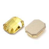 Rhinestone Cabochons, Rectangle 14x10mm Citrine 4/pk