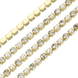 Metal 2mm Gold Pearl & Rhinestone Banding 10yd/pk