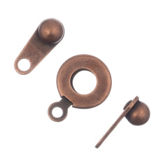 *7.5mm Antique Copper Button Clasp 5/pk