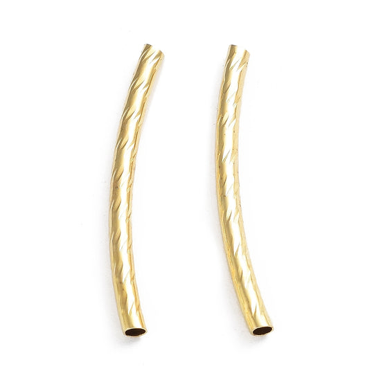 Tube 25mm Curved, Gold Metal Beads 40/pk