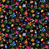 #32002 Small Floral Black 100% Cotton  - Price Per Half Yard