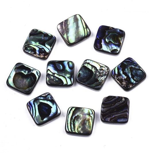 Shell Cabochons, Natural Abalone Square 10mm 2/pk