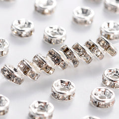 Spacer Rhinestone 4mm, Crystal Silver Beads 100/pk