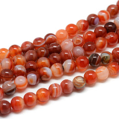 6mm Agate Striped Orange (Natural/Dyed) Beads 15-16" Strand