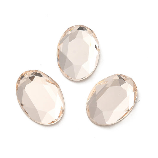 Rhinestone Cabochons, Oval 14x10mm Light Peach 4/pk