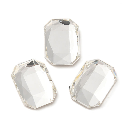 Rhinestone Cabochons, Rectangle 14x10mm Crystal 4/pk