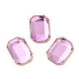 Rhinestone Cabochons, Rectangle 14x10mm Light Rose 4/pk