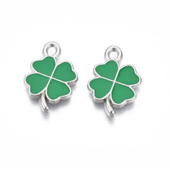 3/4" Clover Enamel Metal Charm 5/pk