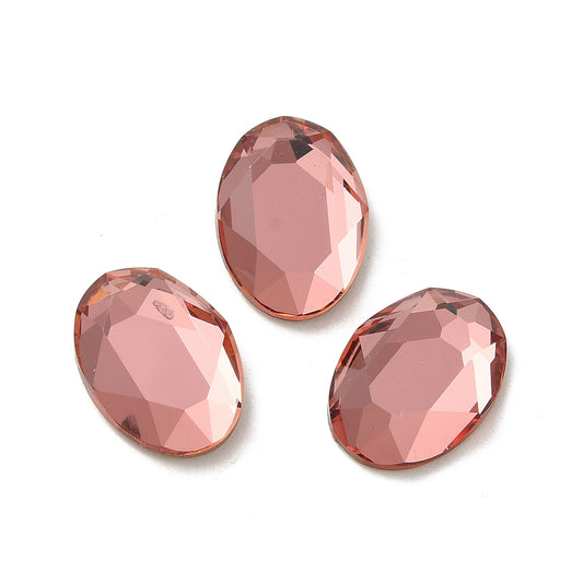 Rhinestone Cabochons, Oval 14x10mm Padparadscha 4/pk