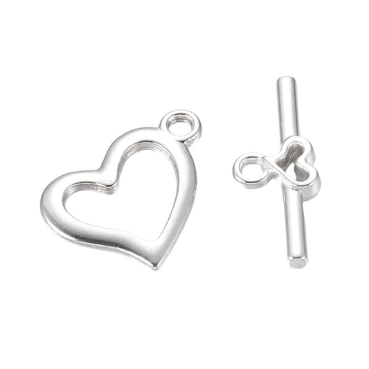 Toggle Clasp Nickel Side Heart 10/pk