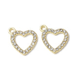 1/2" Gold Heart Rhinestone Charm 5/pk