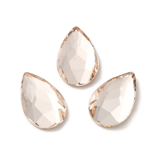 Rhinestone Cabochons, Teardrop 14x9mm Light Peach 4/pk