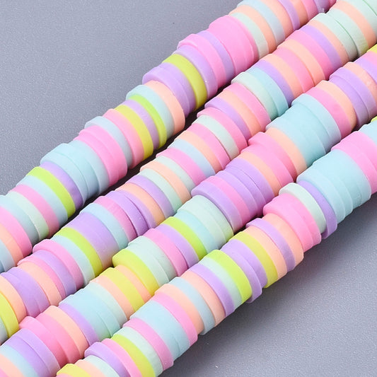 Polymer Clay Heishi Beads, Pink Mix 15-16" Strand