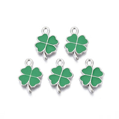 3/4" Clover Enamel Metal Charm 5/pk