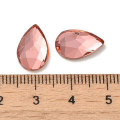 Rhinestone Cabochons, Teardrop 14x9mm Padparadscha 4/pk