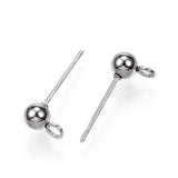 Stainless Steel Earring Studs with Loop 10/pk