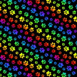 *#660 Rainbow Paw Prints Black 100% Cotton  - Price Per Half Yard