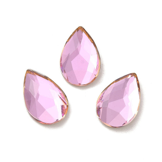 Rhinestone Cabochons, Teardrop 14x9mm Light Rose 4/pk