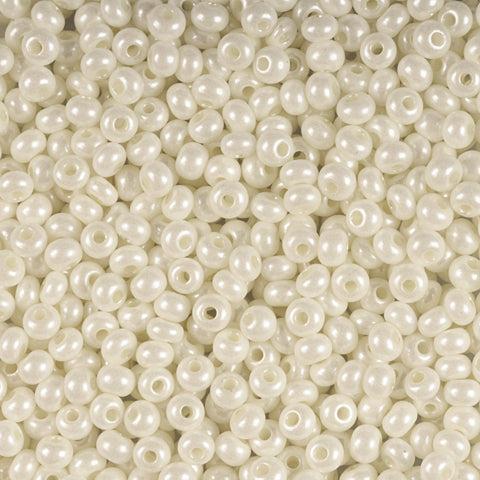 11/0 Czech Seed Beads #01469 Pearl White Luster Terra 23g