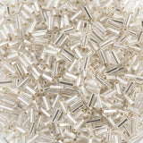 #2 Czech Bugle Beads Silver Lined Crystal 25g Bag