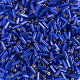 #2 Czech Bugle Beads Silver Lined Royal Blue 25g Bag