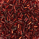 #2 Czech Bugle Beads Silver Lined Light Red 25g Bag