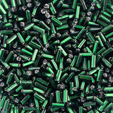 #2 Czech Bugle Beads Silver Lined Green 25g Bag