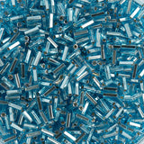 #2 Czech Bugle Beads Silver Lined Aqua 25g Bag