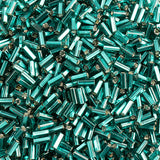 #2 Czech Bugle Beads Silver Lined Teal Green 25g Bag