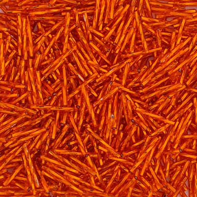 20mm Twisted Czech Bugle Beads Silver Lined Orange 25g Bag