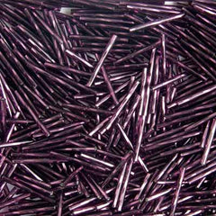 20mm Twisted Czech Bugle Beads Silver Lined Purple 25g Bag