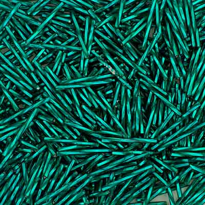 25mm Twisted Czech Bugle Beads Silver Lined Teal 25g Bag