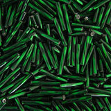 15mm Twisted Czech Bugle Beads Silver Lined Green 25g Bag