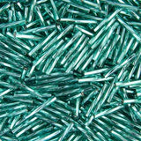 15mm Twisted Czech Bugle Beads Silver Lined Turquoise 25g Bag