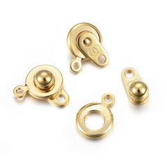 24kt Gold Plated Stainless Steel Button Clasp 5/pk