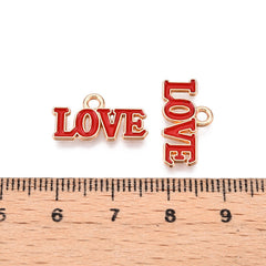 3/4" Love Enamel Metal Charm 5/pk