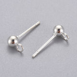 Silver Stainless Steel Earring Studs with Loop 10/pk