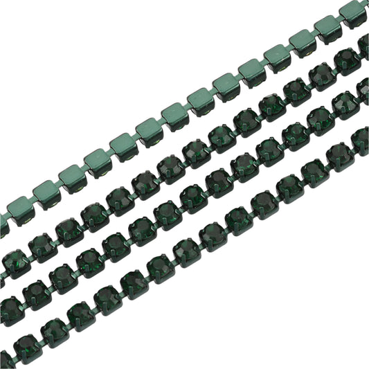 Metal 2mm Emerald Rhinestone Banding by the Yard